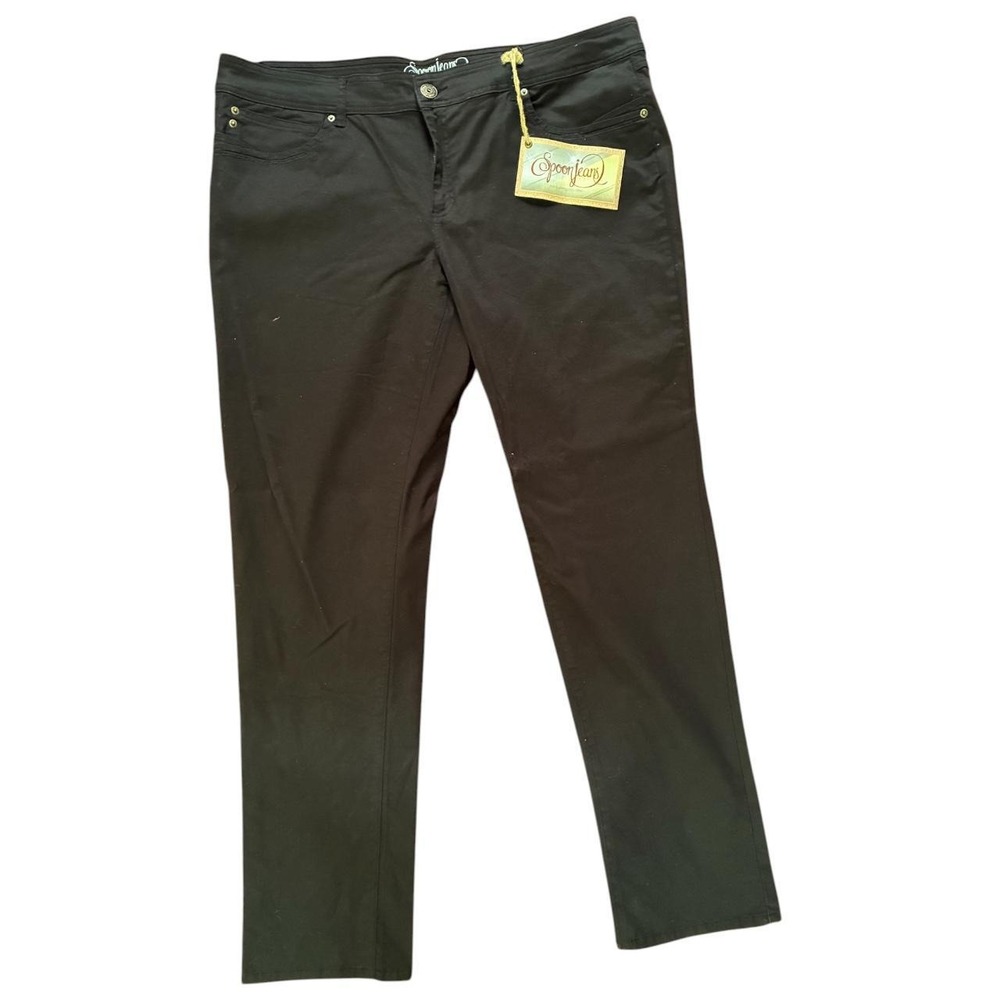 Spoon Jeans Black Straight Leg Pants Womens Size 23 NWT Classic 5-Pocket Style